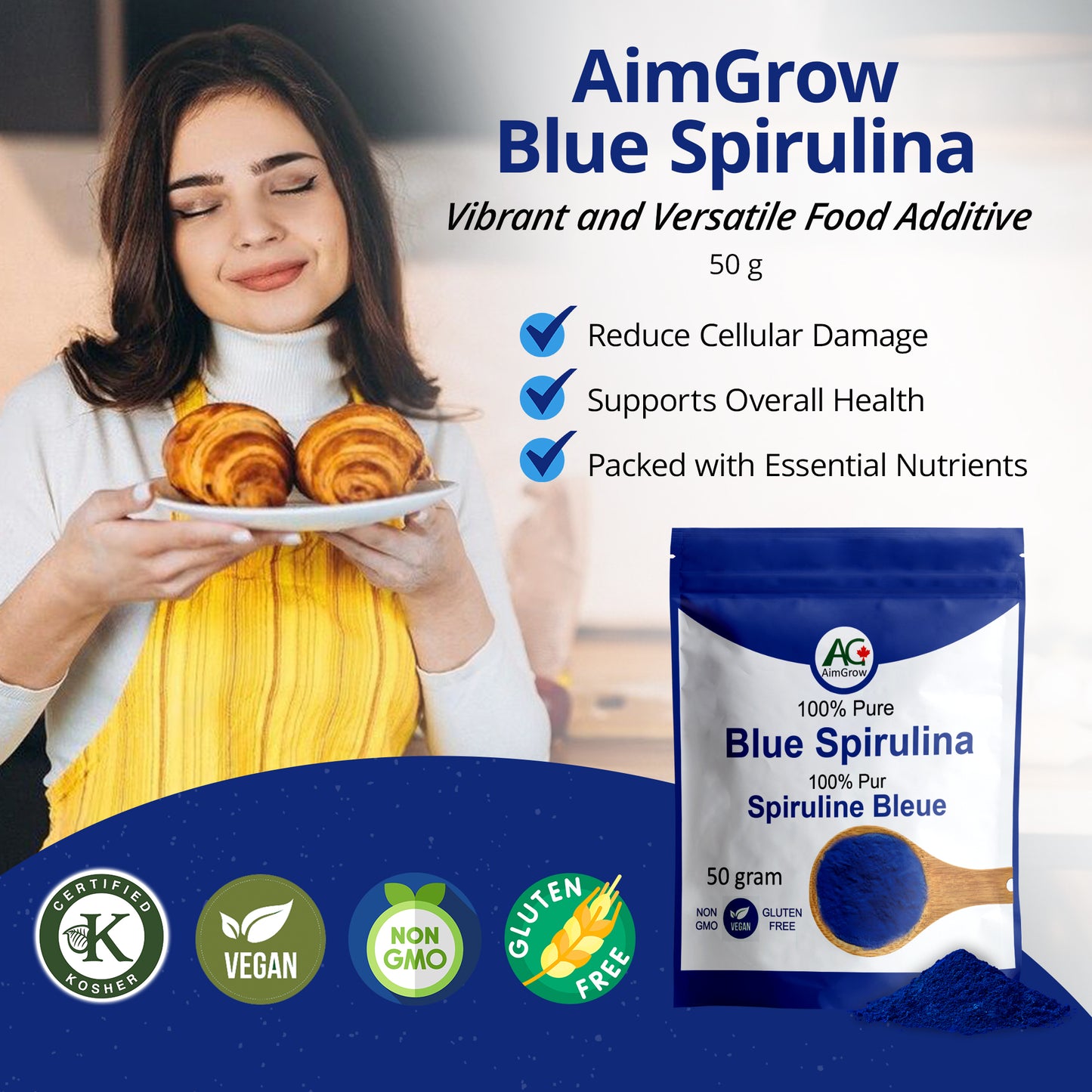 AimGrow 100% Pure Blue Spirulina - Phycocyanin (50gram)