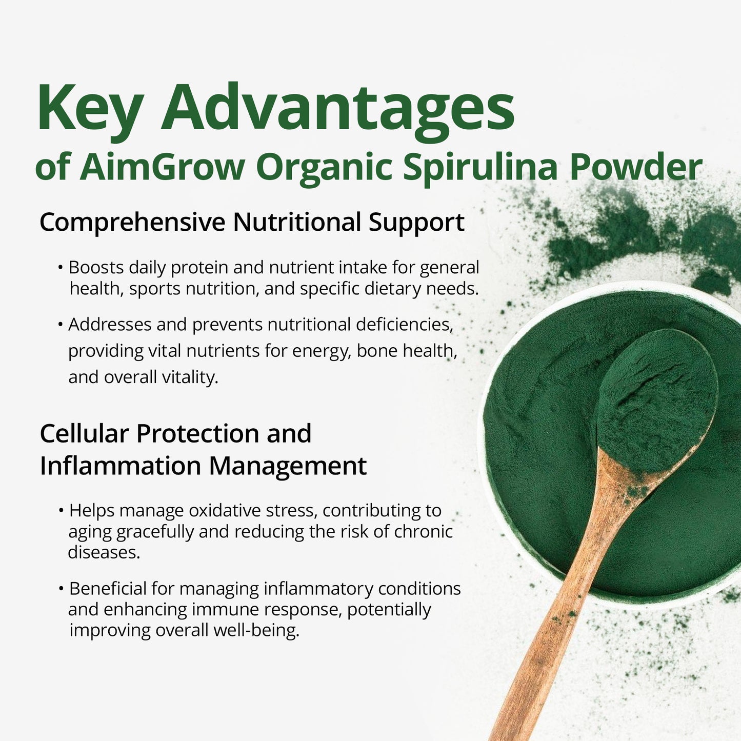 AimGrow Certificated Pure Organic Spirulina Powder (1LB)