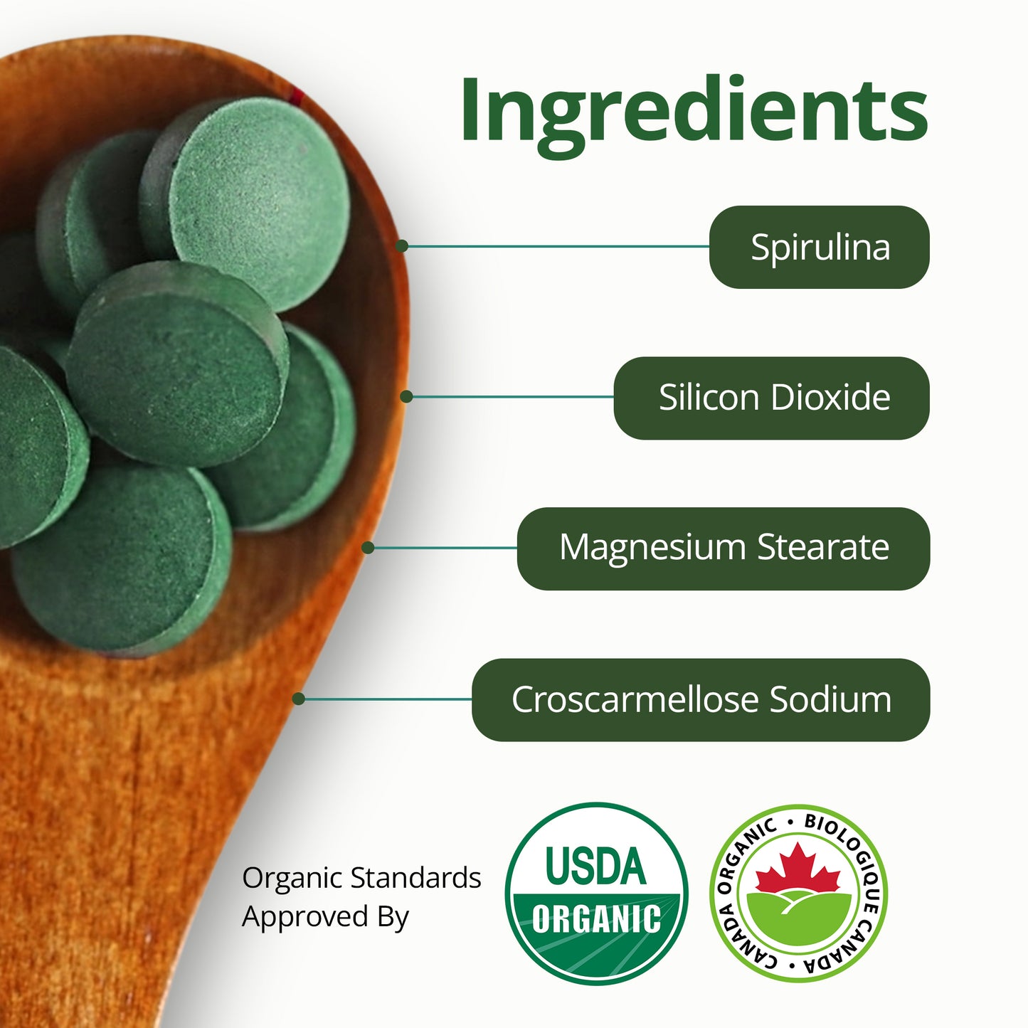 Aimgrow Organic Spirulina Tablets 500mg 300 Tablets Canada