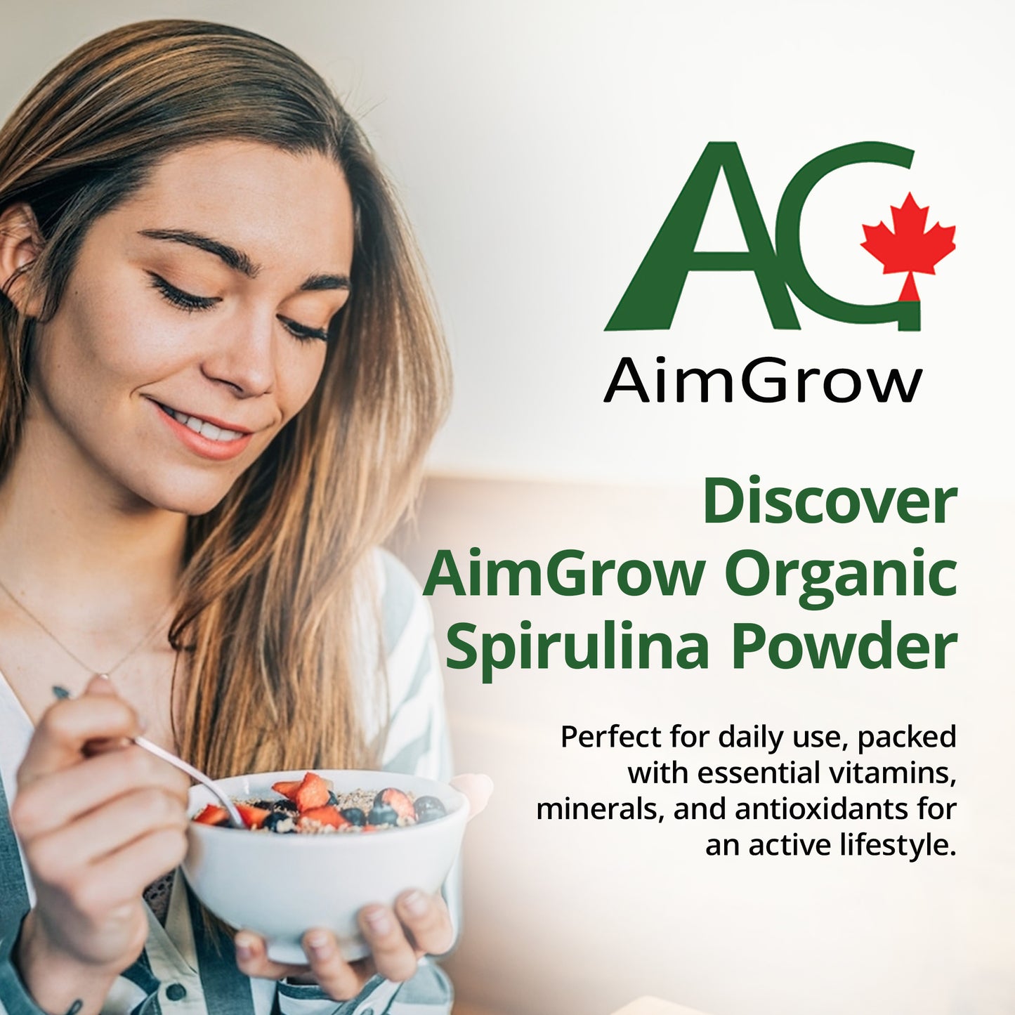 AimGrow Certificated Pure Organic Spirulina Powder (1LB)