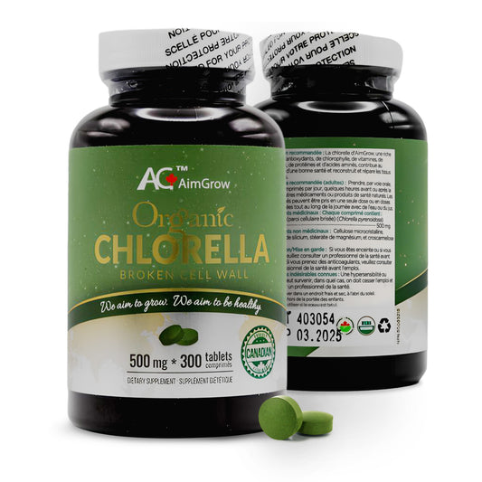 AimGrow Organic Chlorella Broken Cell Wall 500mg 300 Counts